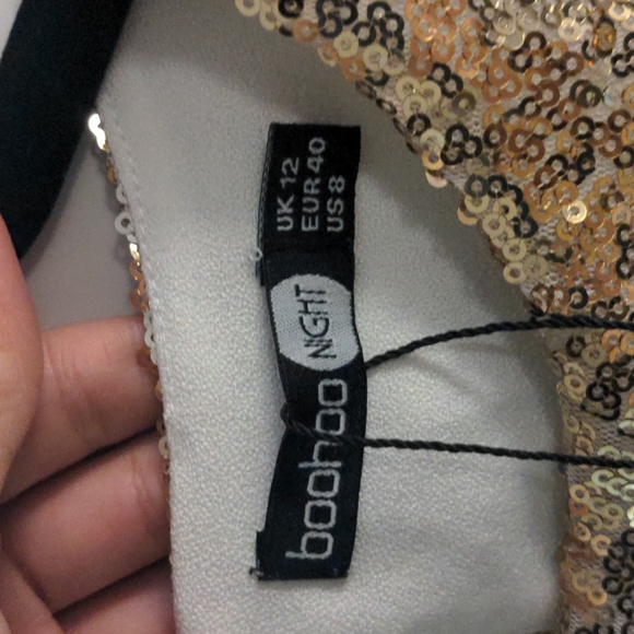 Boohoo Night two layer bodycon dress (Gold&White) - Picture 3 of 4